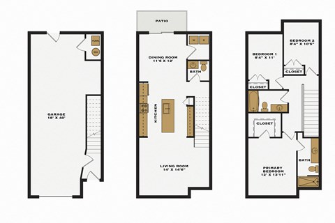 Riverwalk Townhomes 3 Bedroom 2D Floor Plan